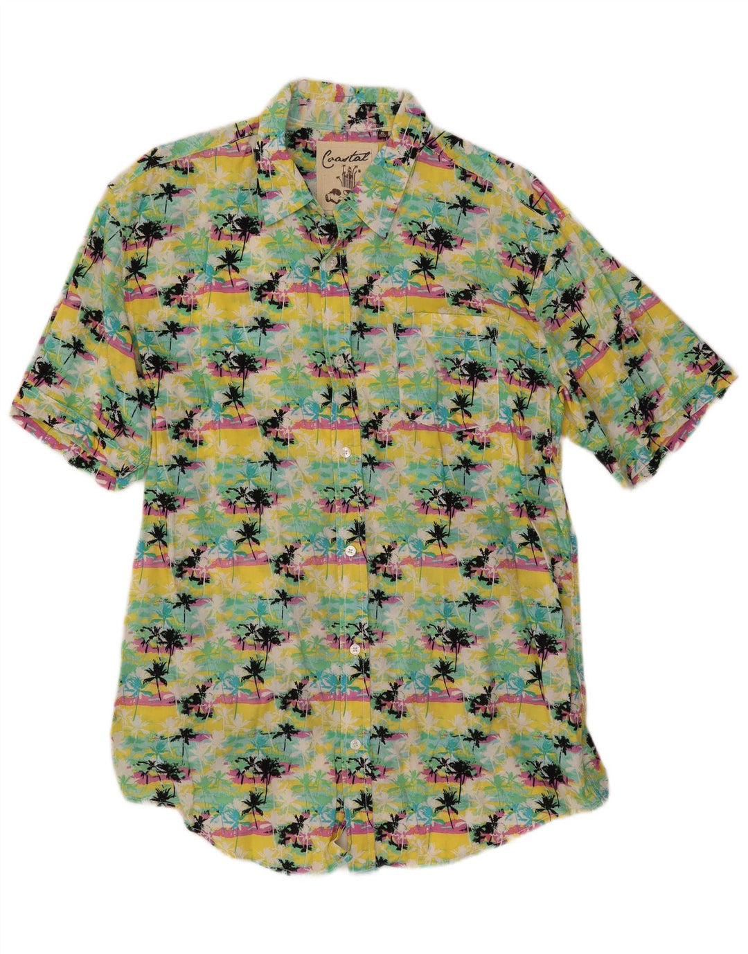 VINTAGE Camisa de manga corta para hombre XL Algodón multicolor Hawaiano