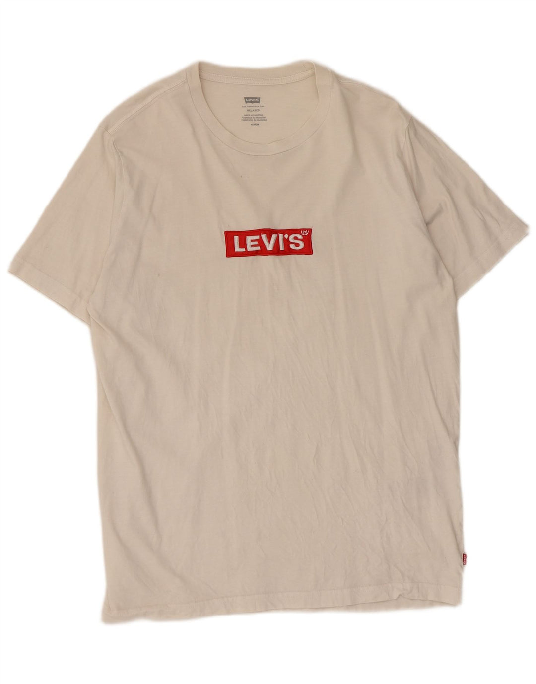 Levi's Camiseta con gráfico relajado para hombre Top mediano de algodón blanco