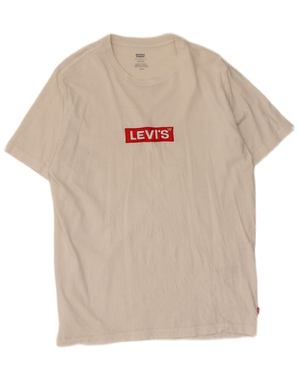Levi's Camiseta con gráfico relajado para hombre Top mediano de algodón blanco