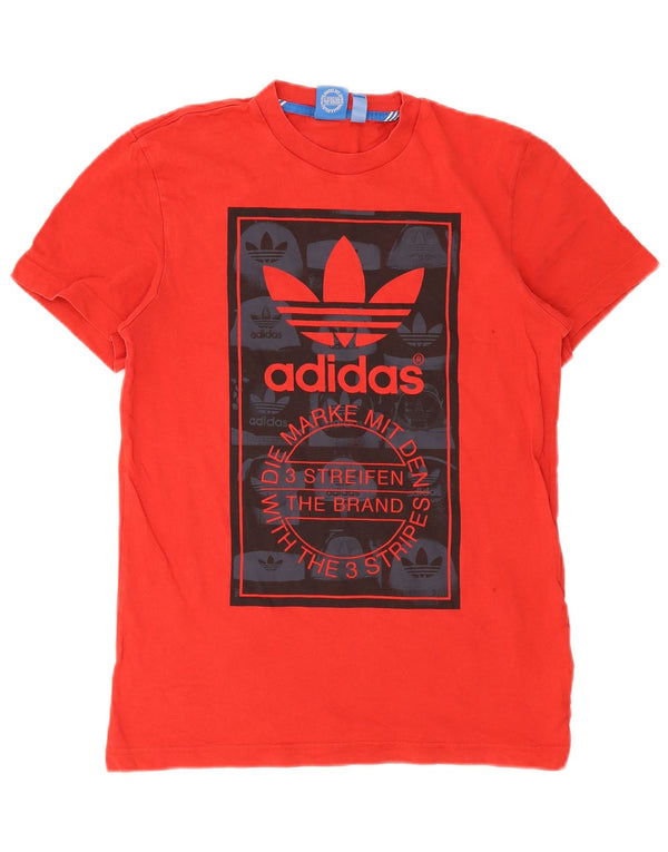 Adidas Hombre Camiseta Gráfica Top XS Algodón Rojo