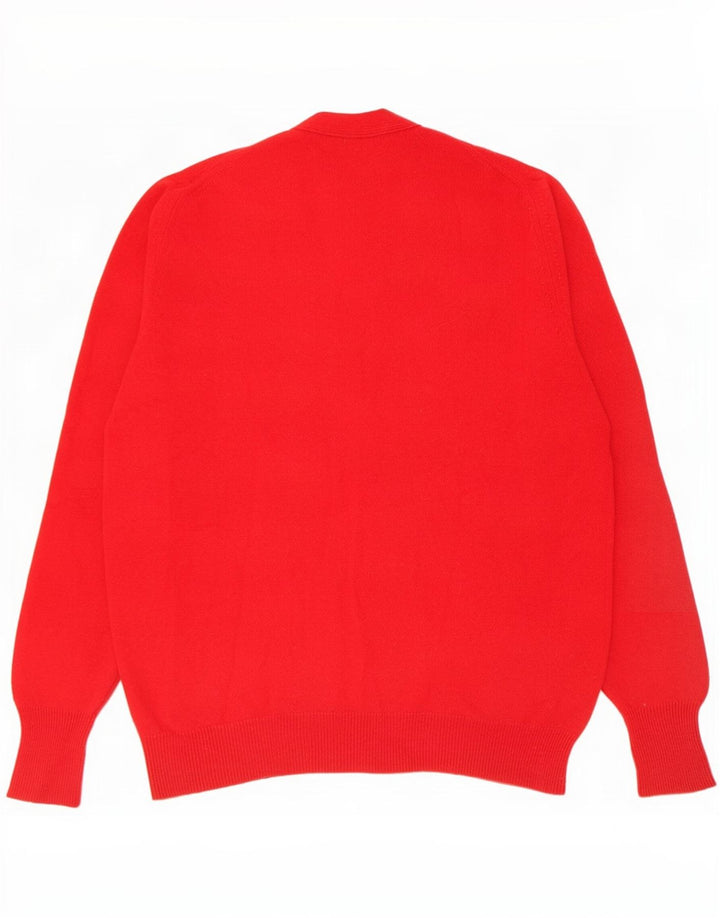 William Lockie - Cárdigan para hombre, talla grande, lana de cordero roja
