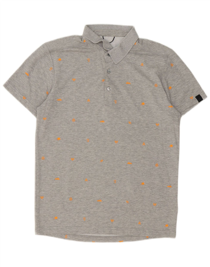 Adidas Polo con estampado abstracto para hombre UK 40/42 Algodón gris medio