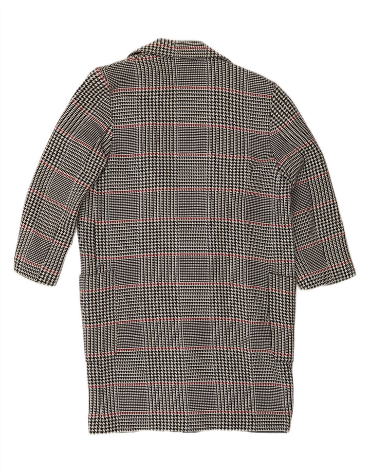 Zara Mujer Abrigo Abierto UK 10 Small Azul Marino Pata De Gallo Algodón