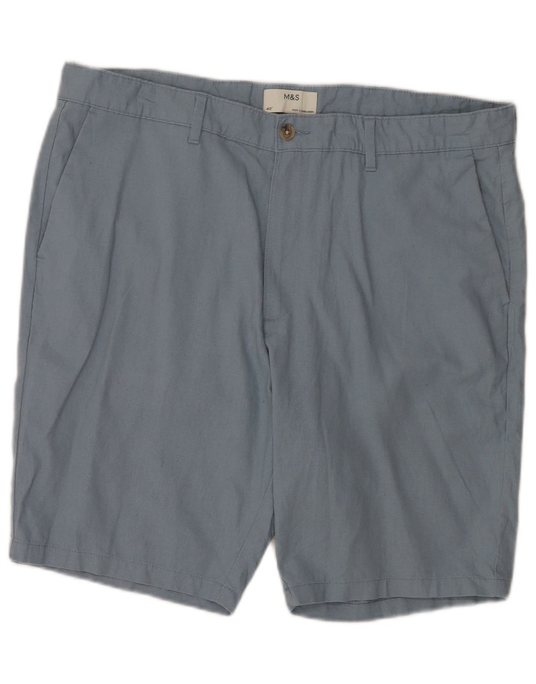 Marks & Spencer Pantalones cortos chinos para hombre W40 XL Lino azul