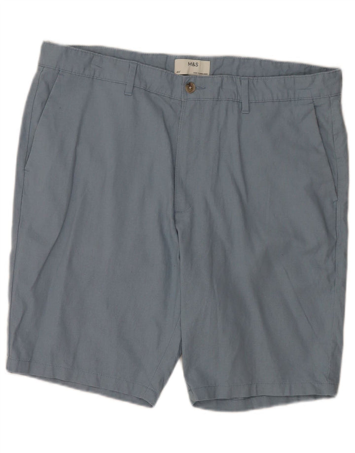 Marks & Spencer Pantalones cortos chinos para hombre W40 XL Lino azul
