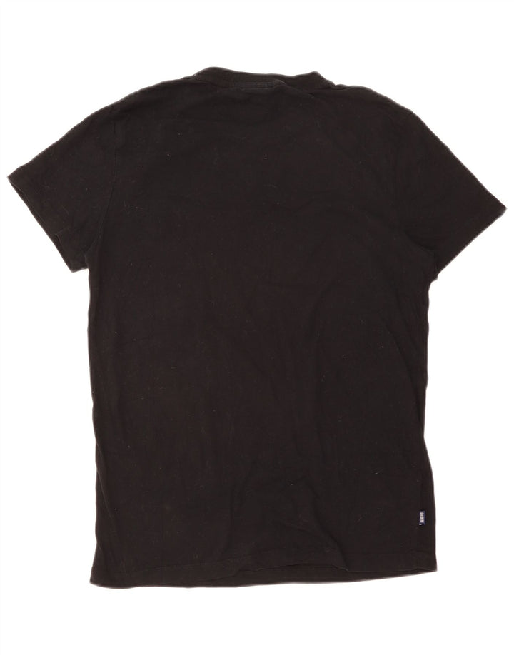 SUPERDRY Hombre Camiseta Top Medium Negro Algodón