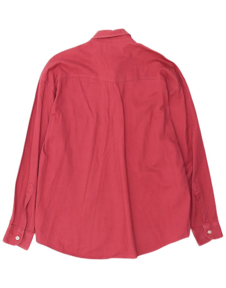 Camisa vintage para hombre de algodón burdeos grande