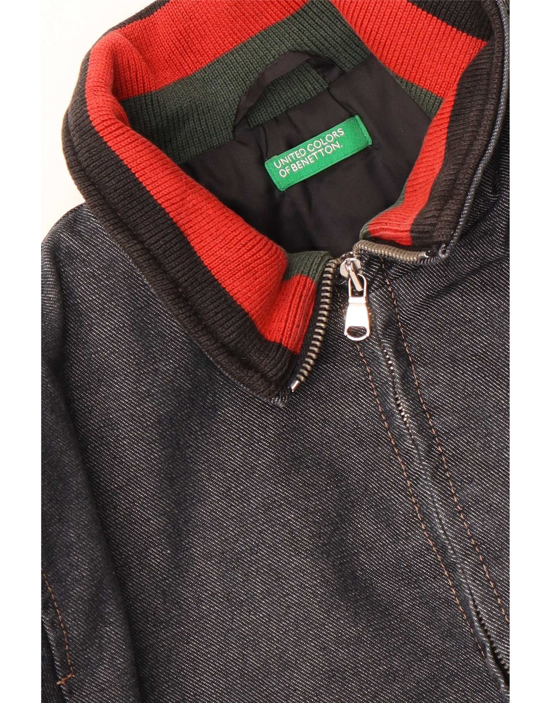 Benetton Chaqueta cortavientos vaquera para niño 10-11 años Azul marino color block