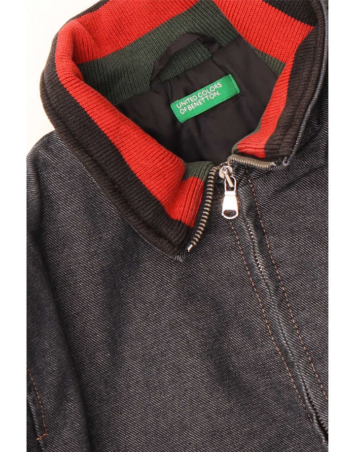 Benetton Chaqueta cortavientos vaquera para niño 10-11 años Azul marino color block