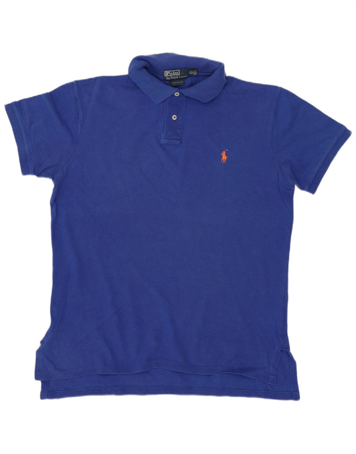 RALPH LAUREN Polo de ajuste personalizado para hombre de algodón azul medio