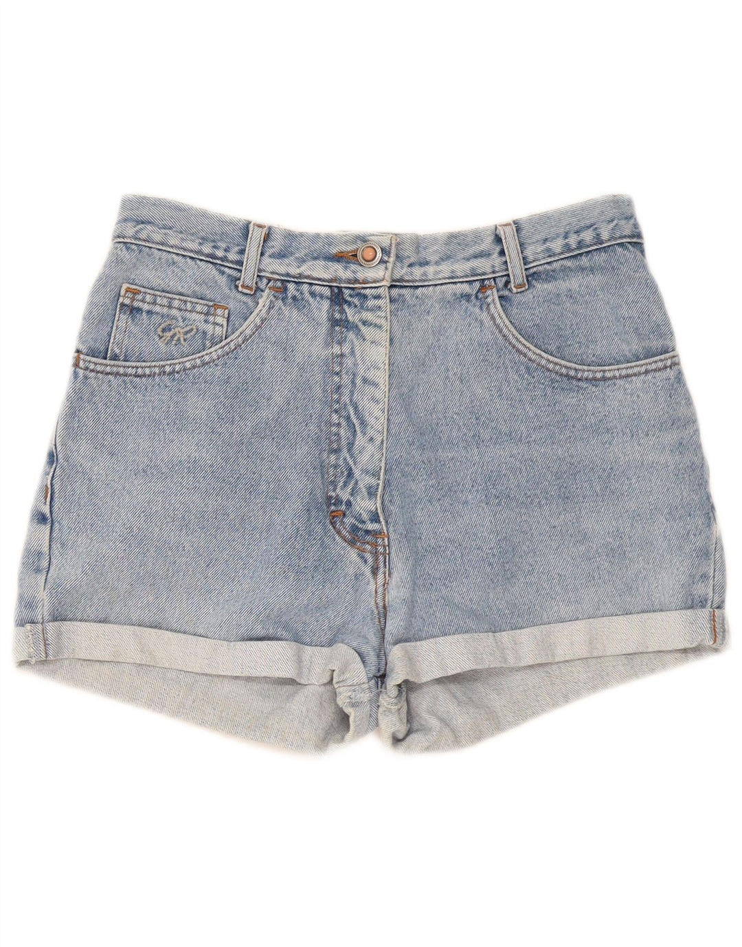 Vintage Mujer Denim Shorts W30 Algodón Azul Medio