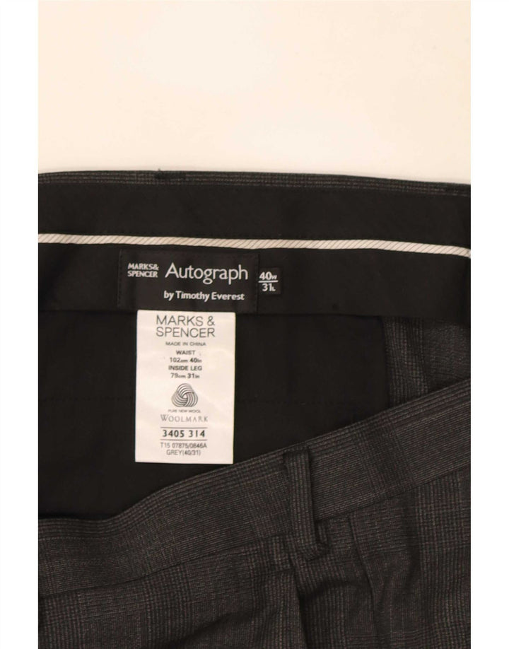 Marks & Spencer Pantalones de traje rectos Autograph para hombre W40 L31 a cuadros grises