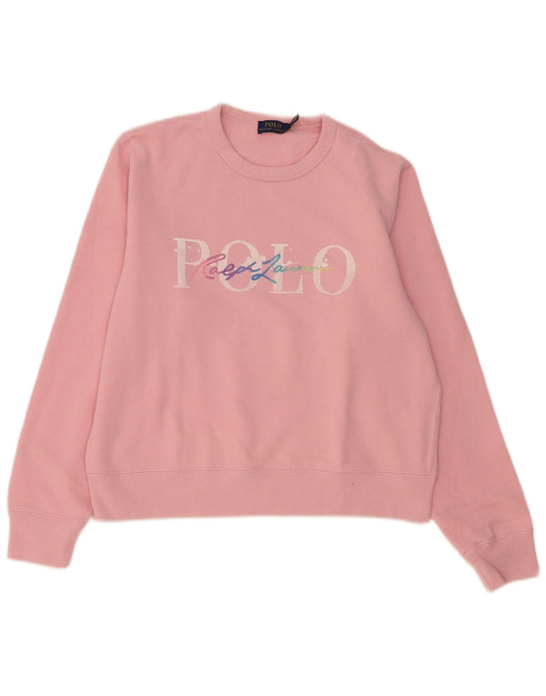 Polo Ralph Lauren - Sudadera gráfica para mujer, talla 40, talla grande, algodón rosa