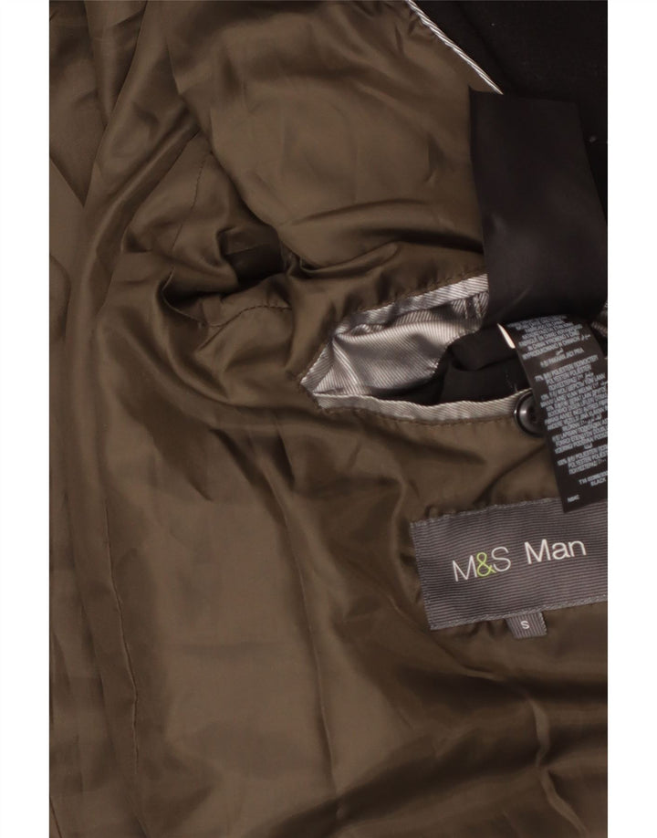 Marks & Spencer Abrigo cruzado para hombre UK 36 Small Poliéster negro