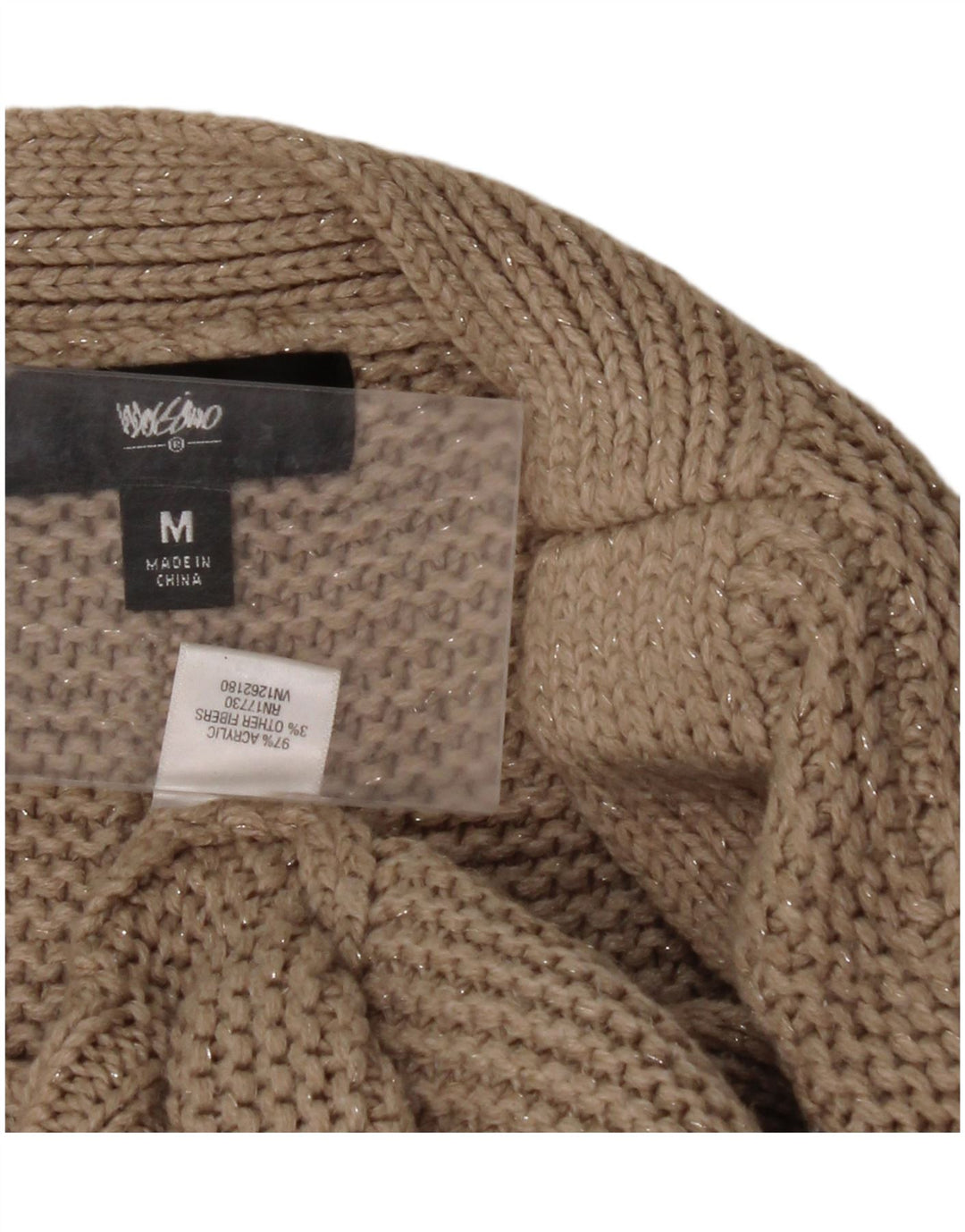 MOSSIMO Jersey extragrande con cuello barco para mujer, talla 44, color beige medio