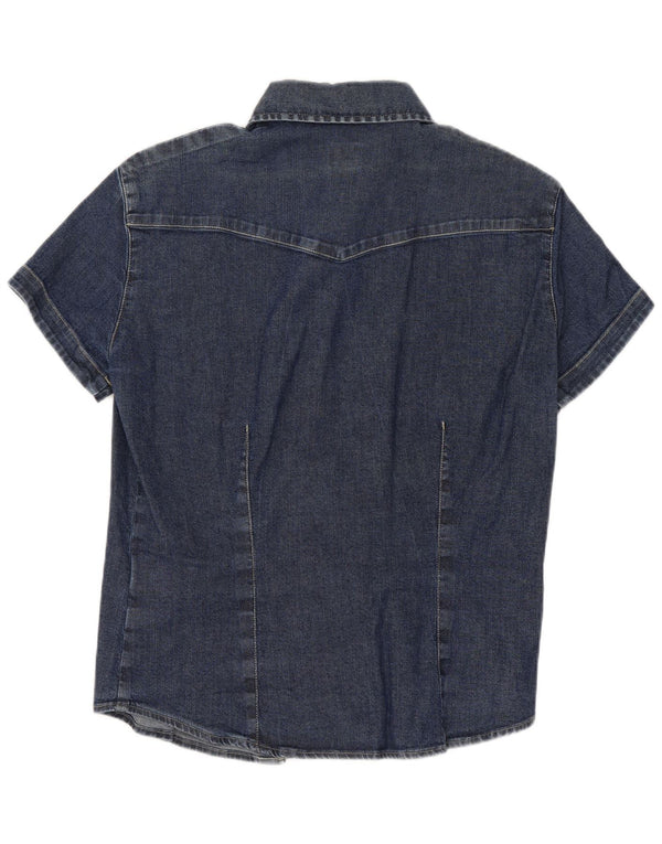 CALVIN KLEIN JEANS Womens Short Sleeve Denim Shirt UK 18 XL Blue Cotton