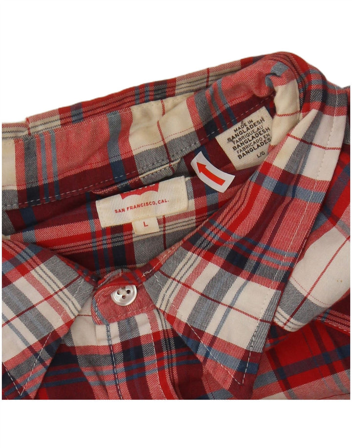 LEVI'S Camisa de franela para hombre de algodón a cuadros rojos grandes