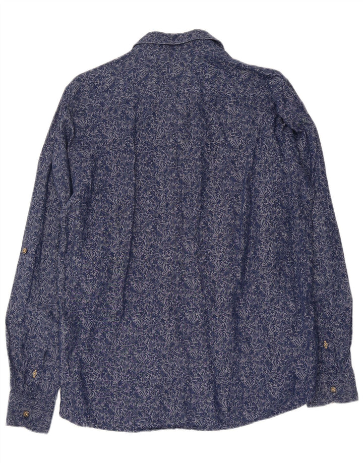 TED BAKER Camisa para hombre Talla 4 Grande Azul Marino Floral Algodón