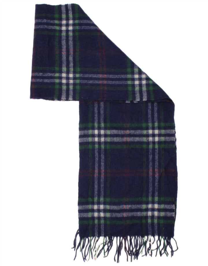 GUTTERIDGE Bufanda rectangular para hombre talla única azul marino cuadros lana clásica