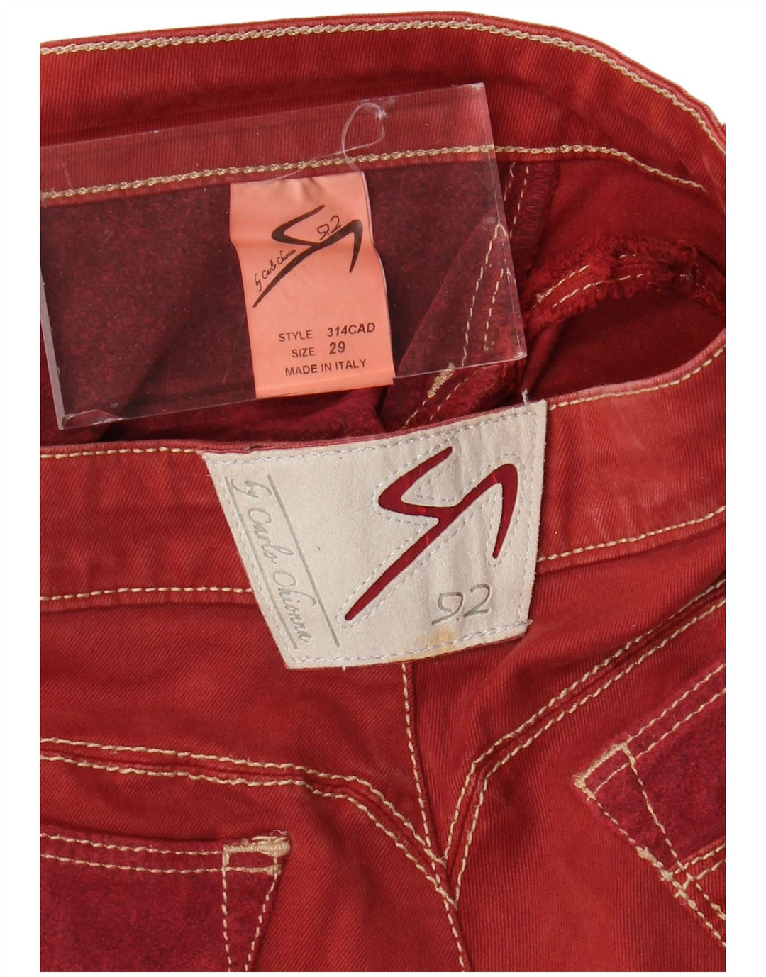 9.2 BY CARLO CHIONNA Pantalones informales rectos para hombre W29 L31 Rojo color block