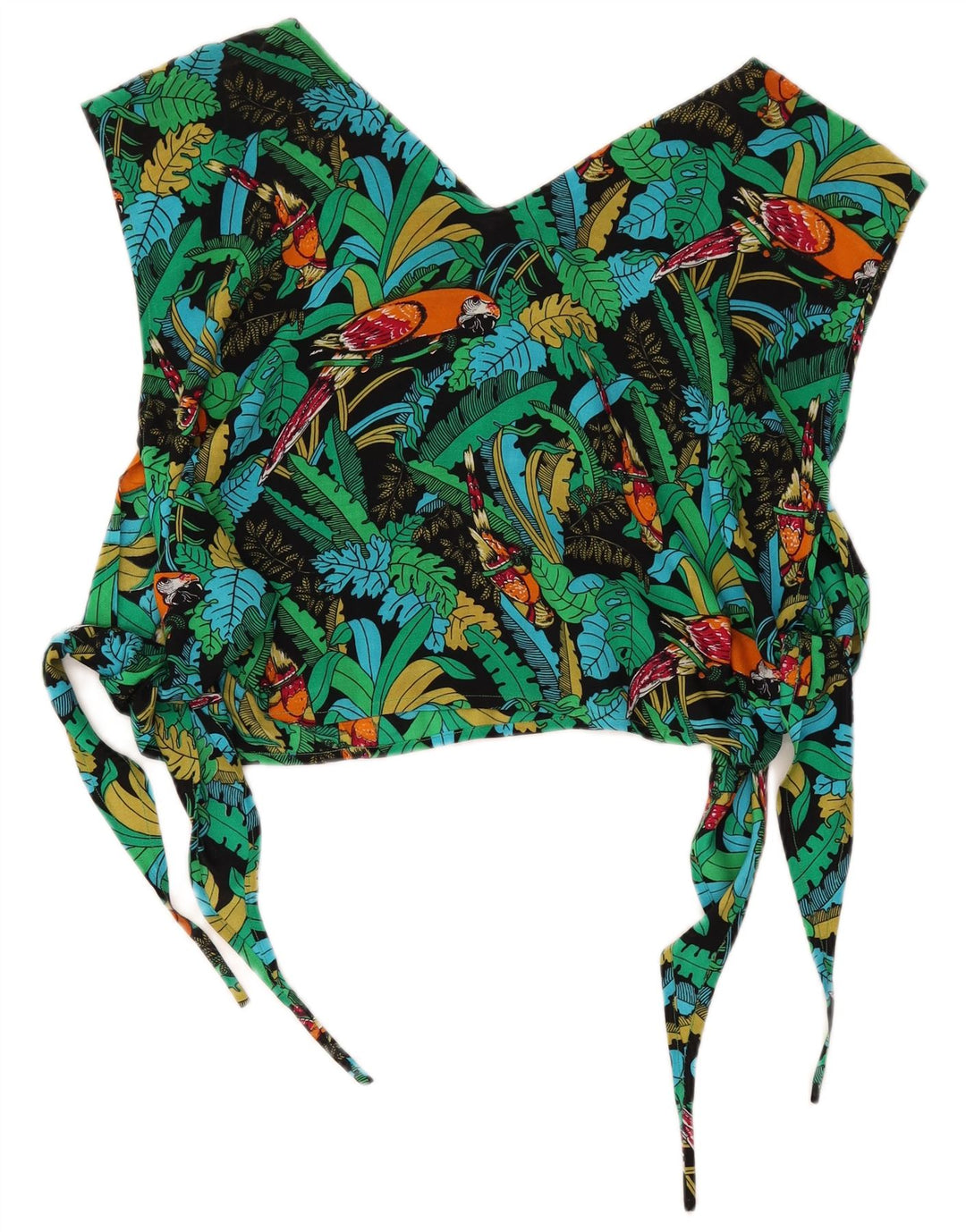 Vintage mujer 2 piezas falda conjunto medio W26 verde floral hawaiano