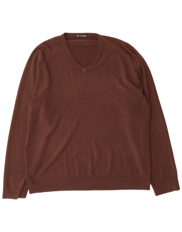 Marks & Spencer Suéter con Cuello en V Autograph para Hombre XL Acrílico Marrón