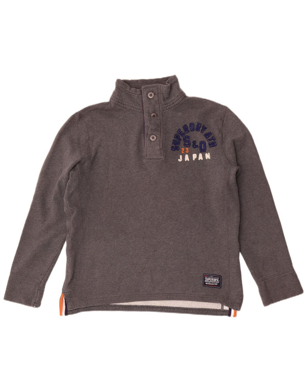 Superdry Sudadera Con Cuello Y Botones Gráficos Para Hombre Jersey De Algodón Gris Grande