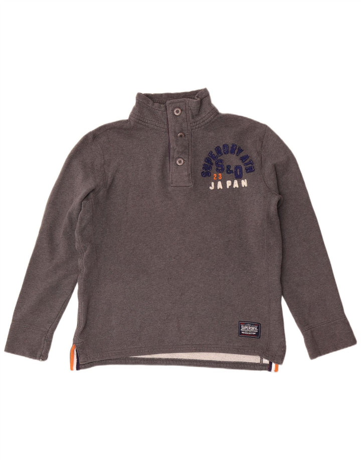 Superdry Sudadera Con Cuello Y Botones Gráficos Para Hombre Jersey De Algodón Gris Grande