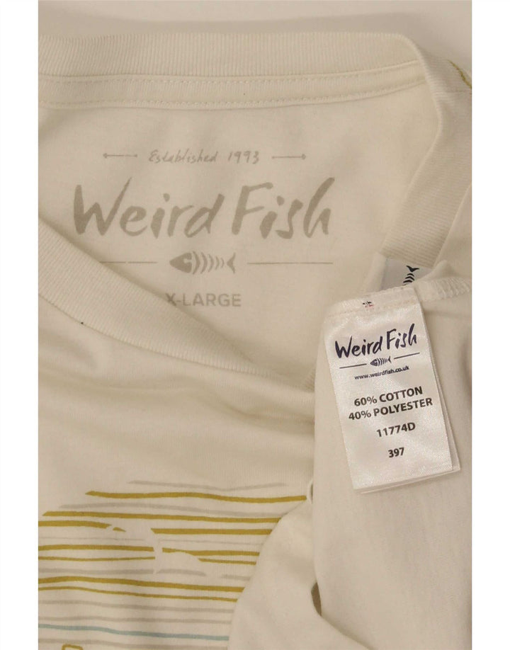 Weird Fish Camiseta gráfica para hombre Top XL Algodón blanco