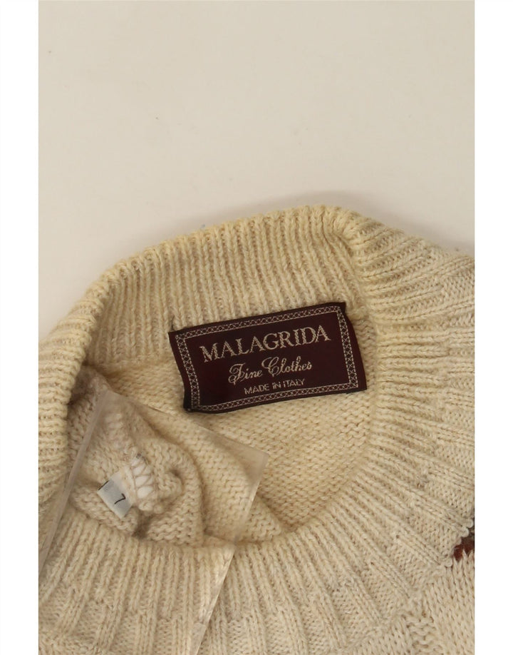 MALAGRIDA Jersey con cuello redondo para hombre, talla grande, color beige, Fair Isle