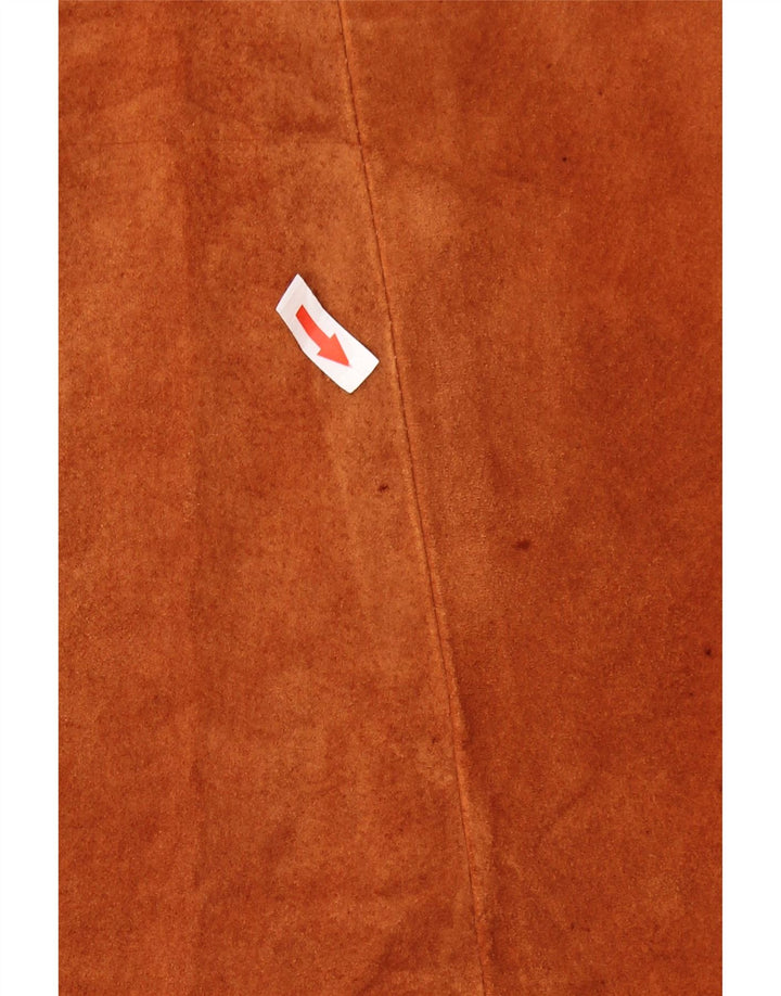 VINTAGE Chaleco de ante para mujer Reino Unido 24 4XL Cuero marrón