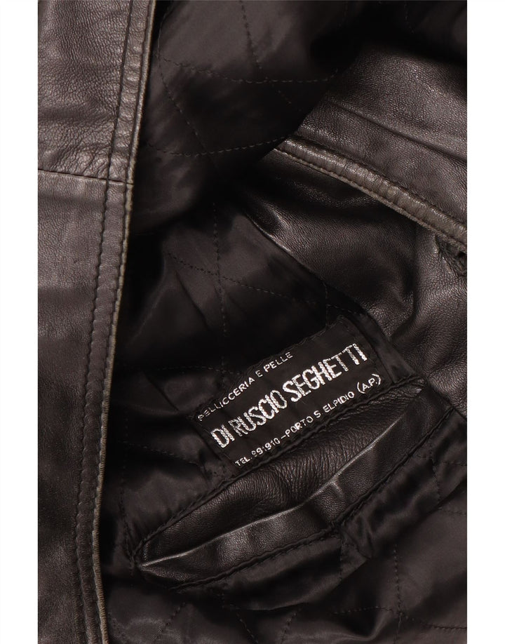 VINTAGE Chaqueta de cuero para hombre Reino Unido 40 Cuero negro grande