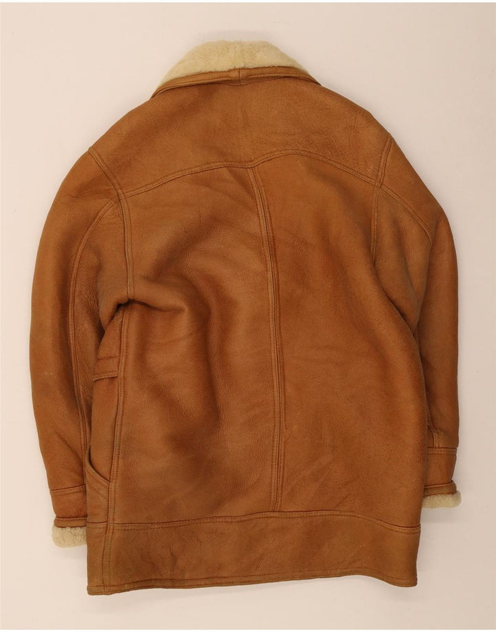 Vintage hombres shearling abrigo IT 50 marrón grande
