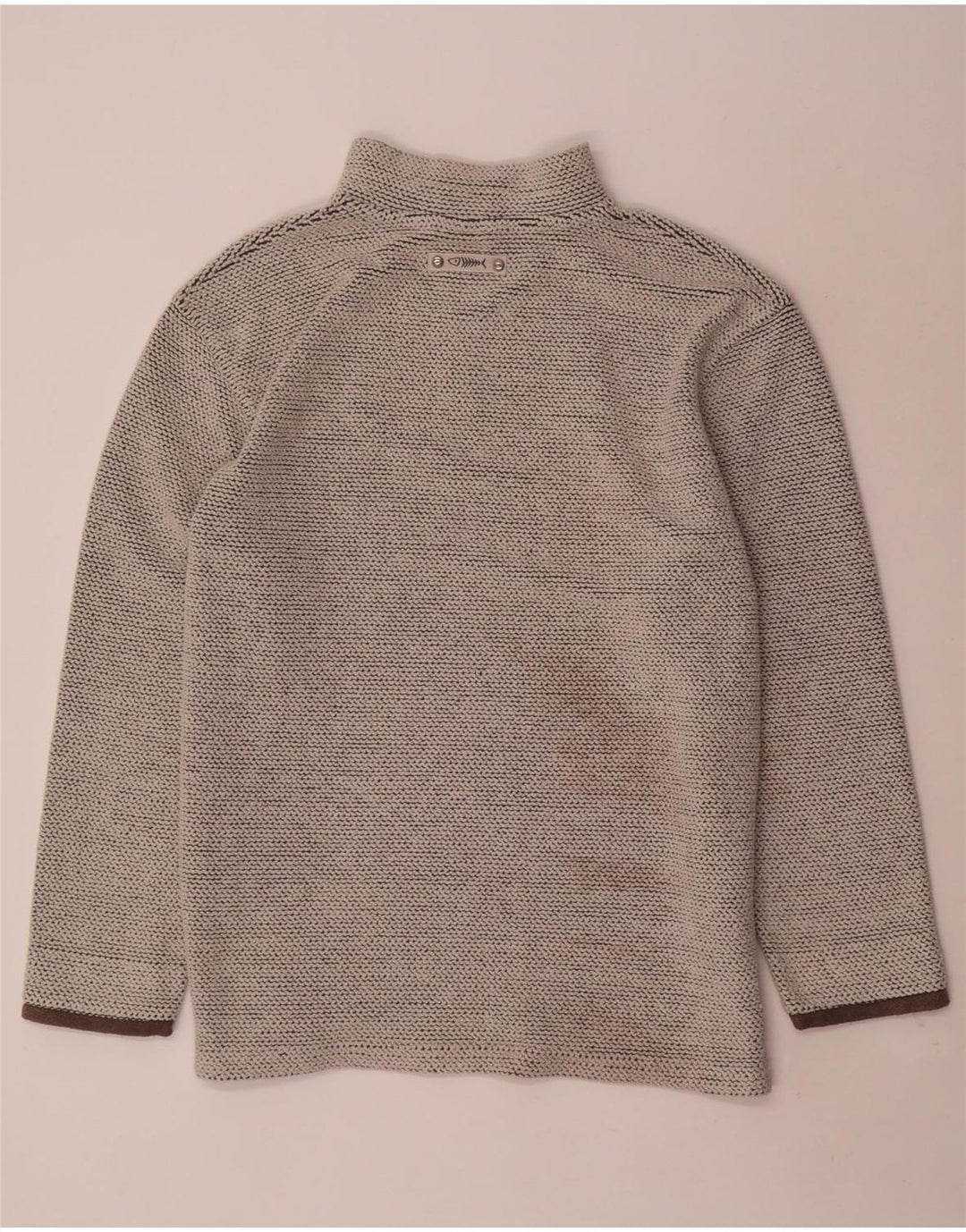 WEIRD FISH Sudadera con cuello y cremallera para hombre, jersey grande de algodón gris