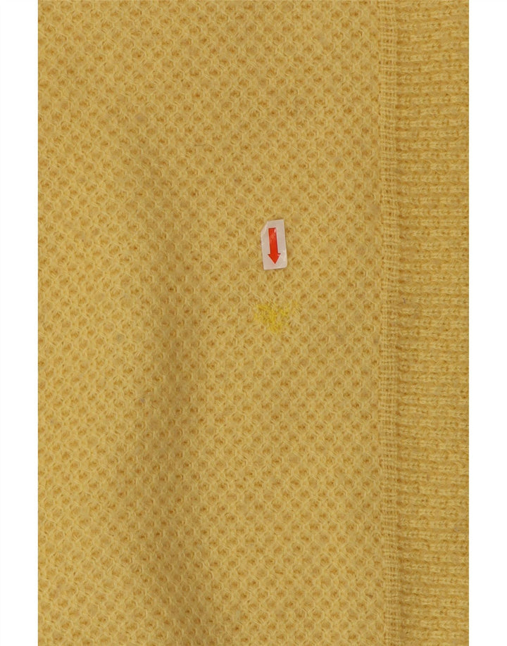 Vintage hombres cuello redondo jersey suéter grande acrílico amarillo