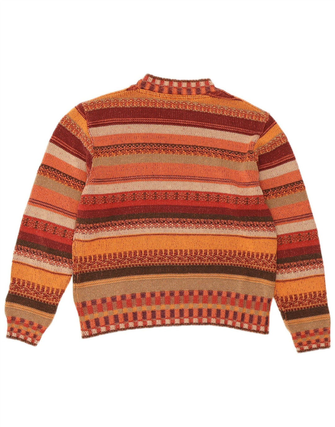 VINTAGE suéter de cuello redondo para mujer Reino Unido 14 rayas multicolores medianas