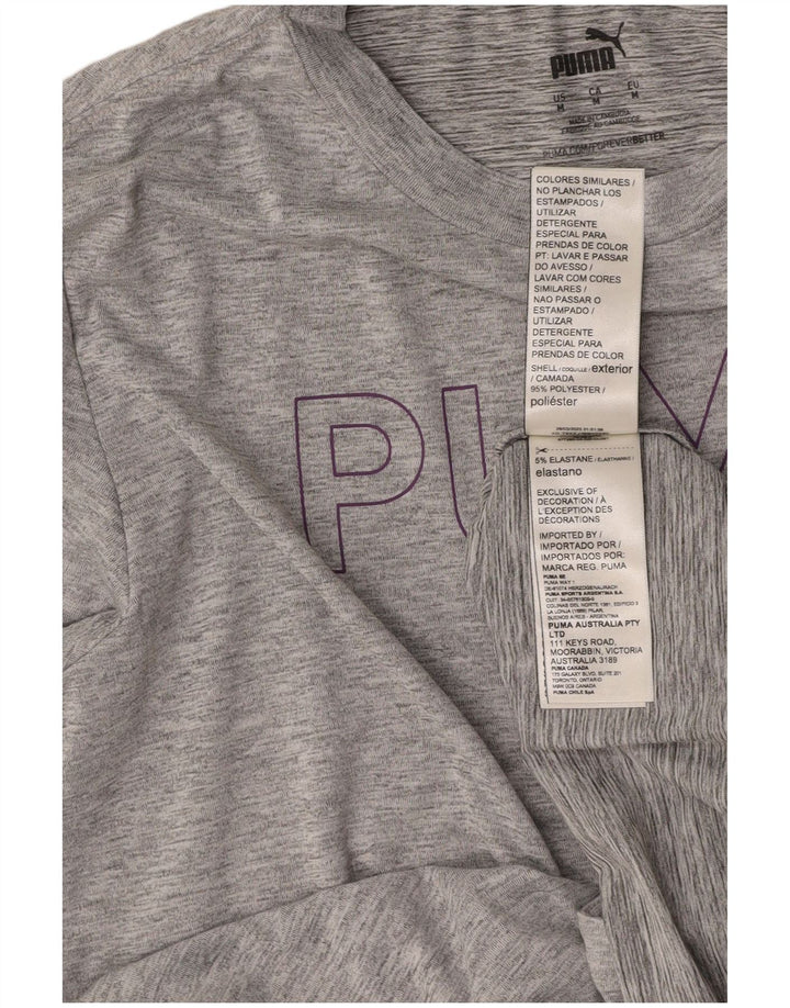 PUMA Top gráfico para mujer de manga larga UK 44 Poliéster moteado gris medio