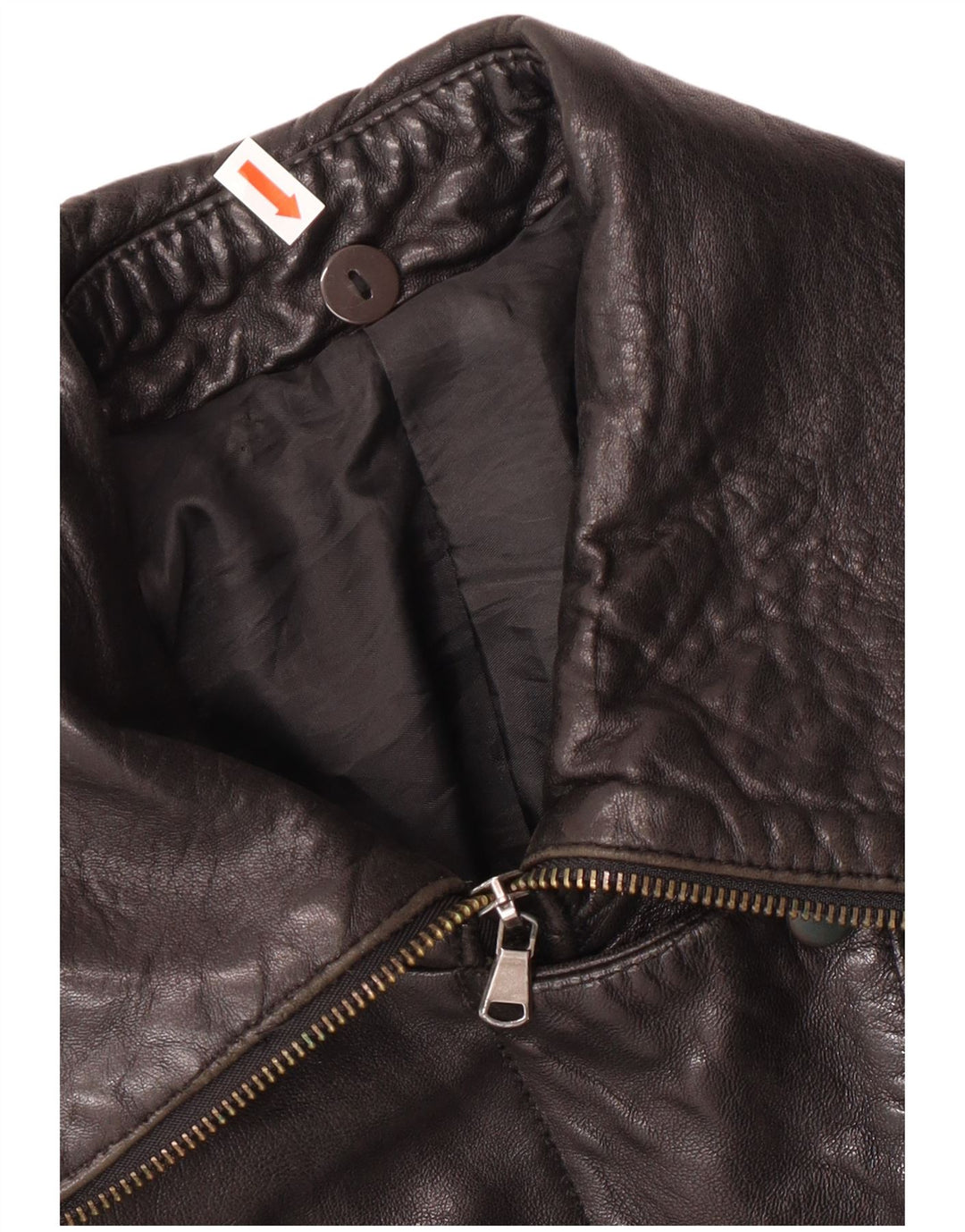Chaqueta de cuero vintage para mujer IT 44 Biker de cuero negro mediano