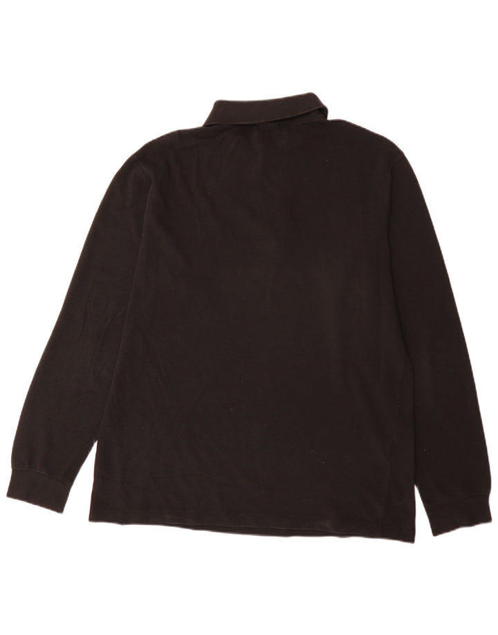 Lacoste Polo de manga larga para hombre, ajuste regular, talla 4, algodón negro mediano