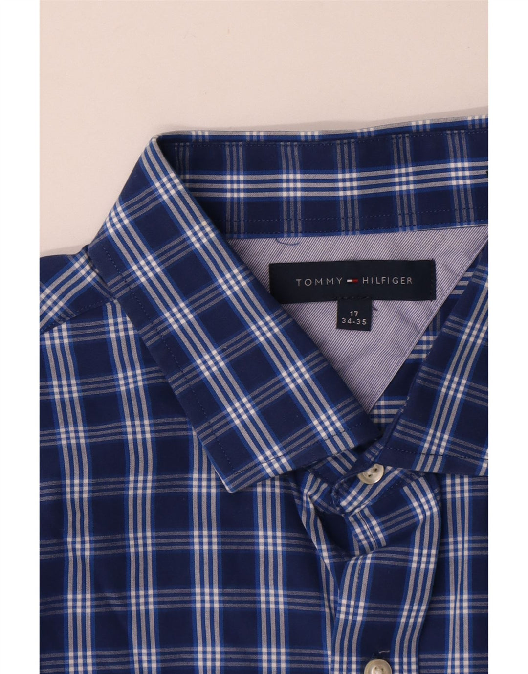 Tommy Hilfiger Camisa para hombre Talla 17 XL Azul marino Cuadros
