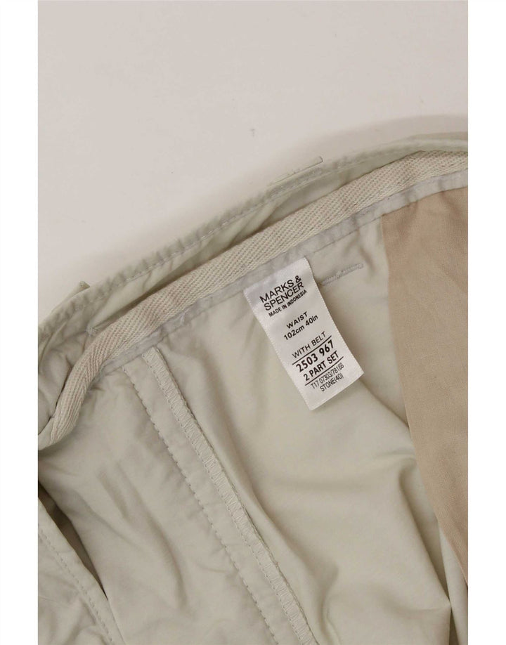 Marks & Spencer Pantalones cortos tipo cargo para hombre W40 XL Algodón beige