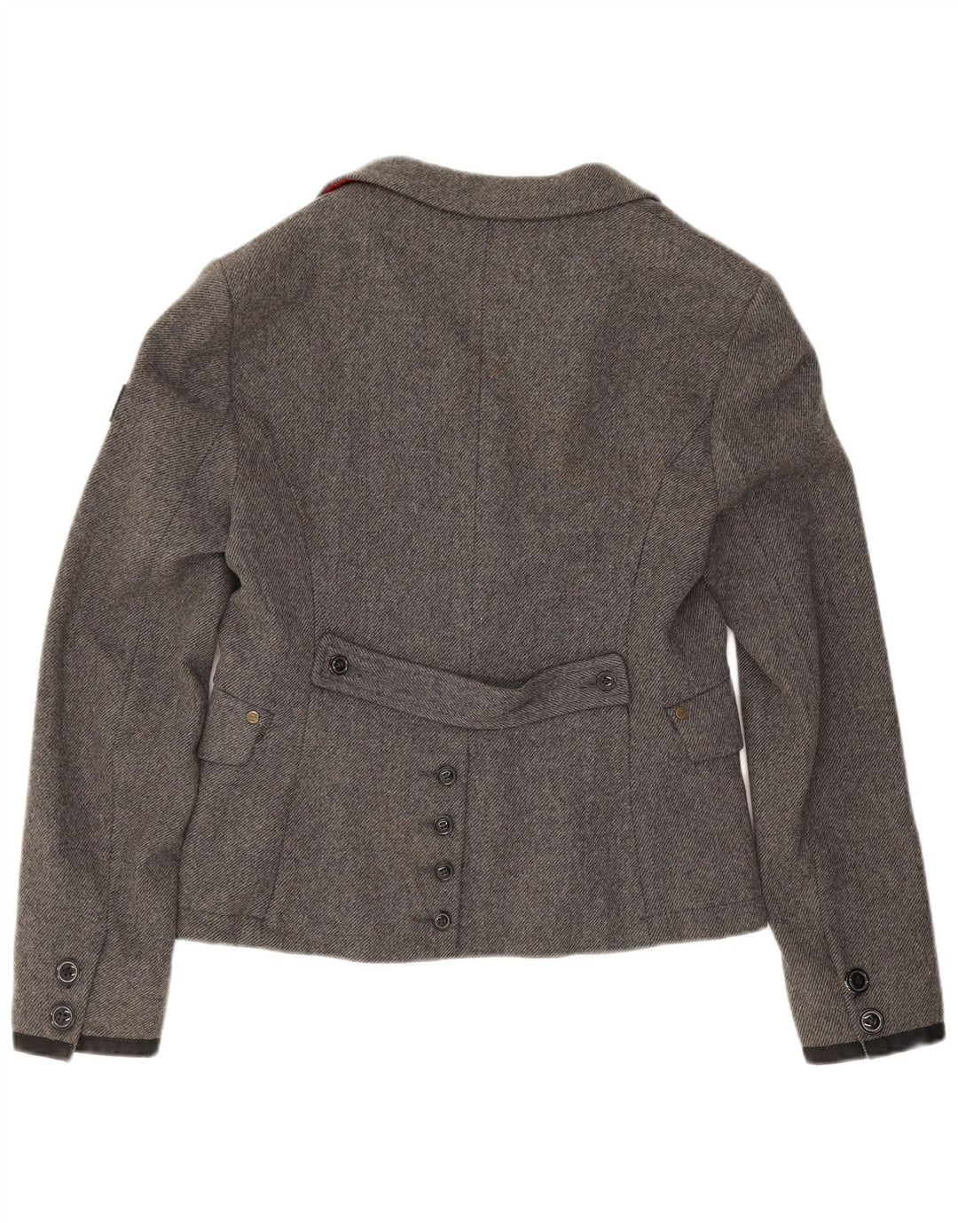Superdry Chaqueta tipo blazer de 2 botones para mujer, talla 44, talla grande, lana gris