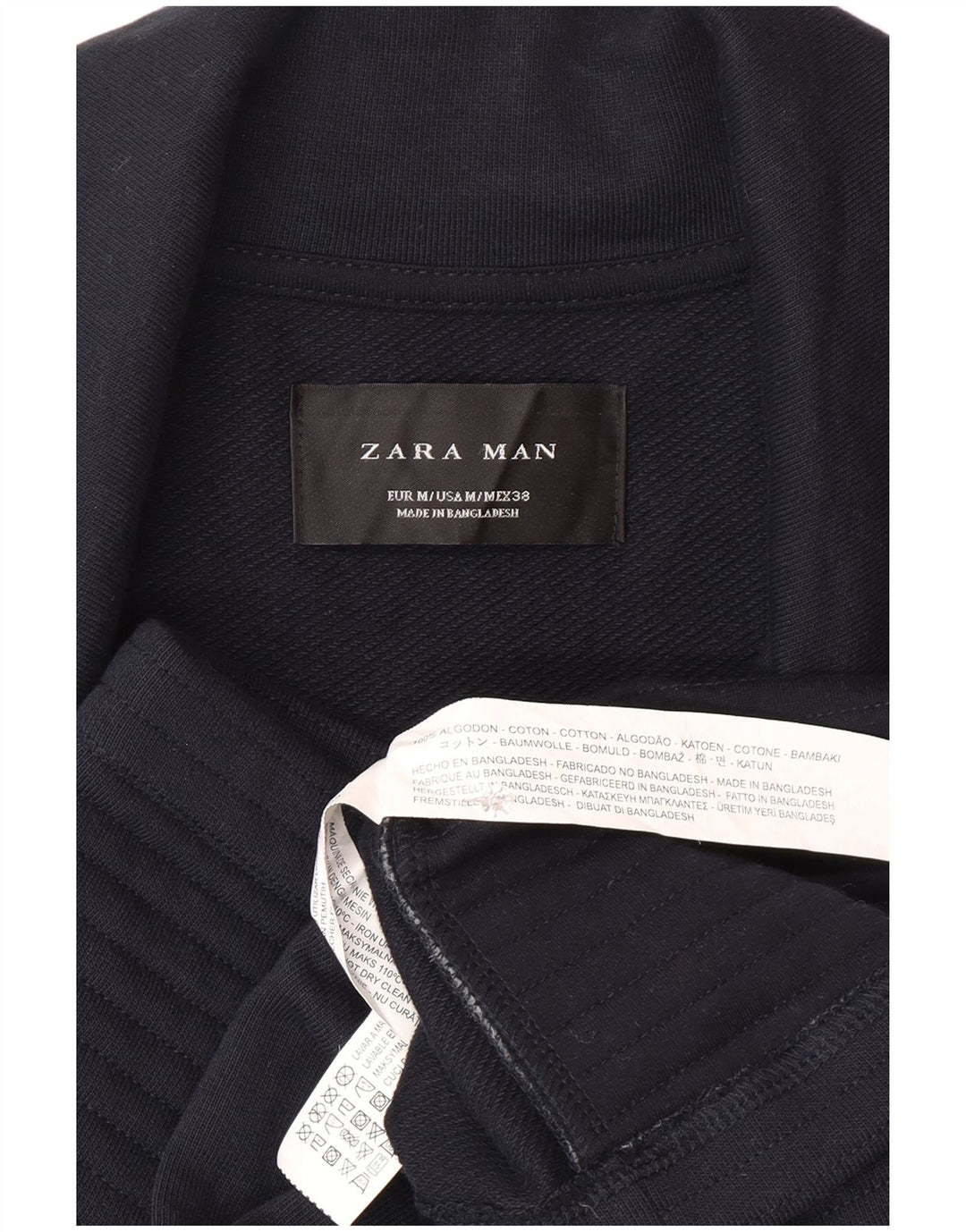 Zara Mens Biker Jacket UK 38 Medium Azul Marino Algodón