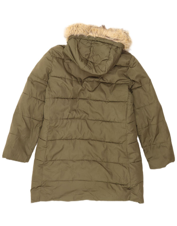 Gap Abrigo acolchado con capucha para hombre UK 40 Large Poliéster caqui