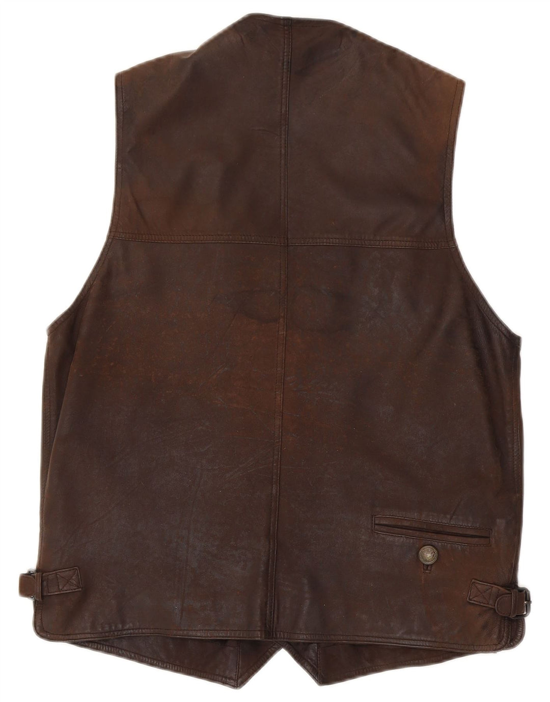 Chaleco de cuero vintage para hombre IT 48 cuero marrón medio
