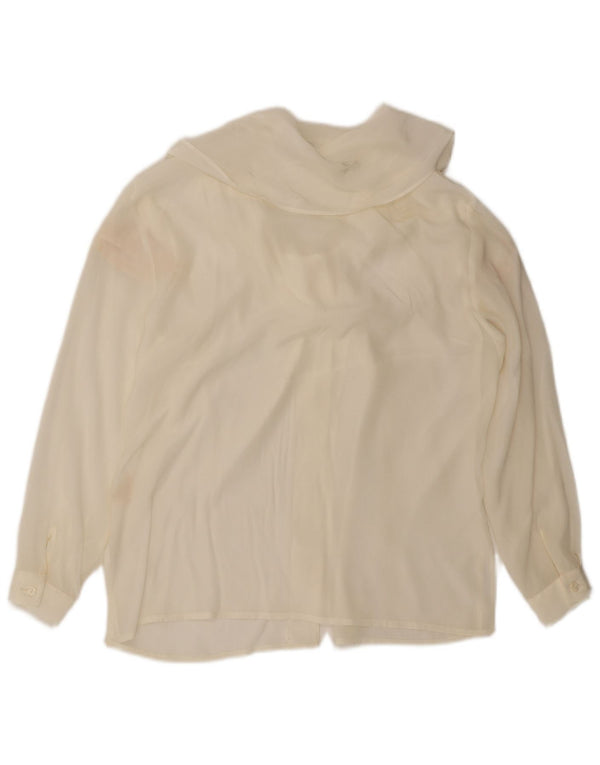 Blusa camisera con lazo frontal para mujer Lebole IT 44 Seda blanca mediana