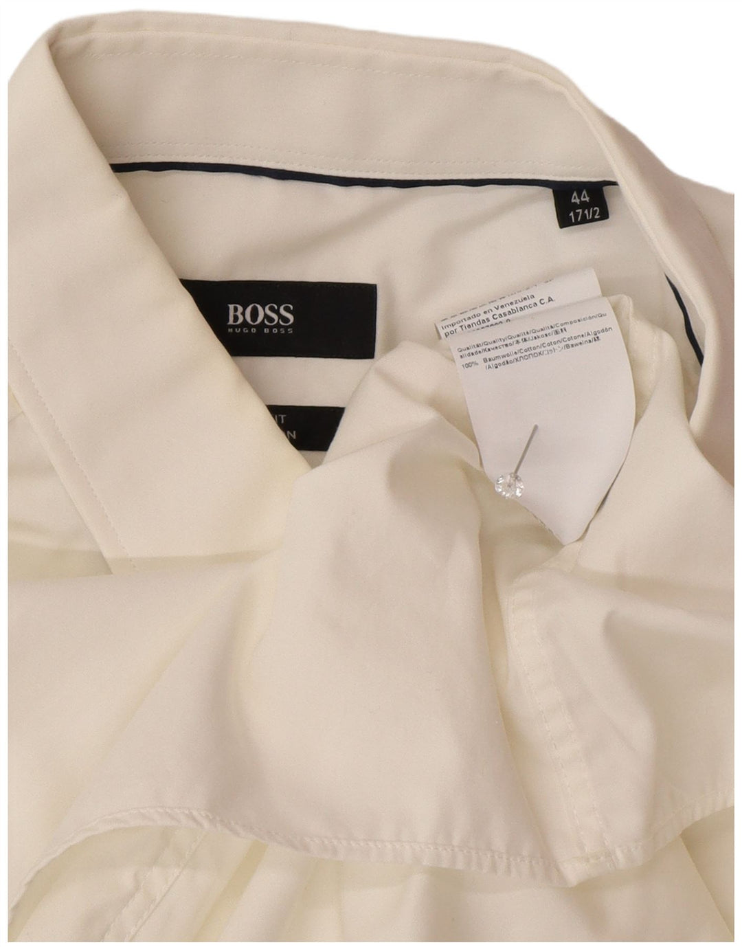 Hugo Boss Camisa Slim Fit para hombre Talla 44 17 1/2 XL Algodón blanco