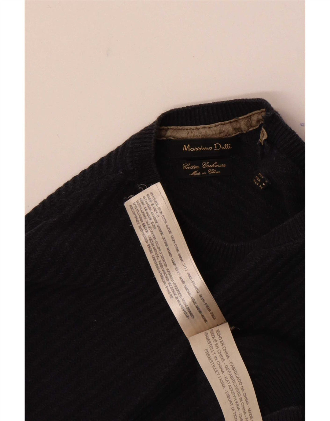 Massimo Dutti Jersey Cuello Redondo Hombre Medio Azul Marino Algodón