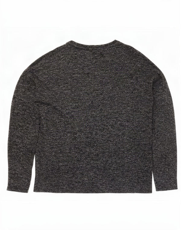 Zara Mujer Top Gráfico Manga Larga UK 42 Gris Medio Floral
