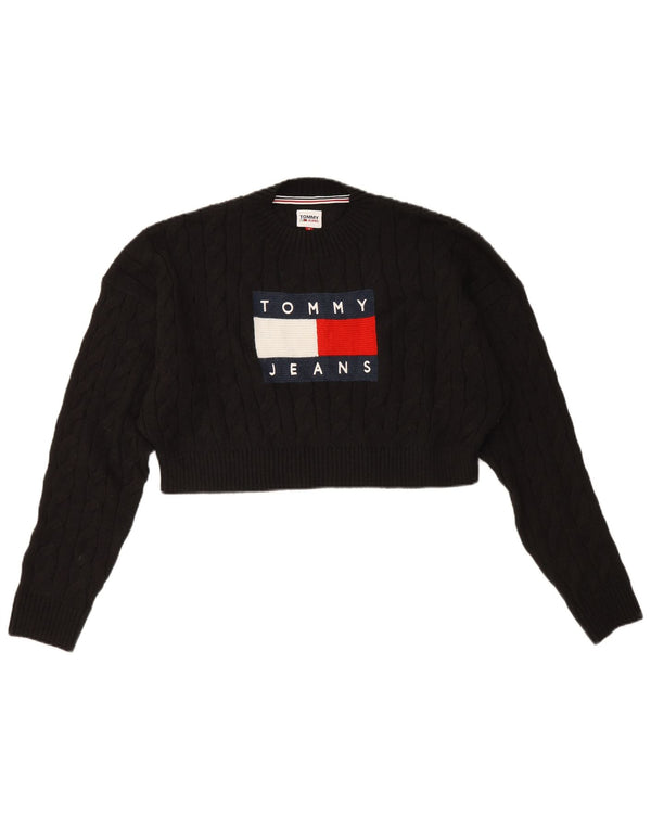 Tommy Hilfiger Suéter gráfico con cuello redondo para mujer UK 40 Mediano Negro